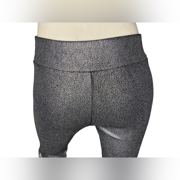 LENA GABRIELLE Black & Silver Metallic Pull On Wide Waistband Stretch Leggings,2 - Picture 7 of 11